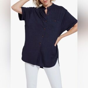 Lysse Linen Sport Tunic Top Navy Small